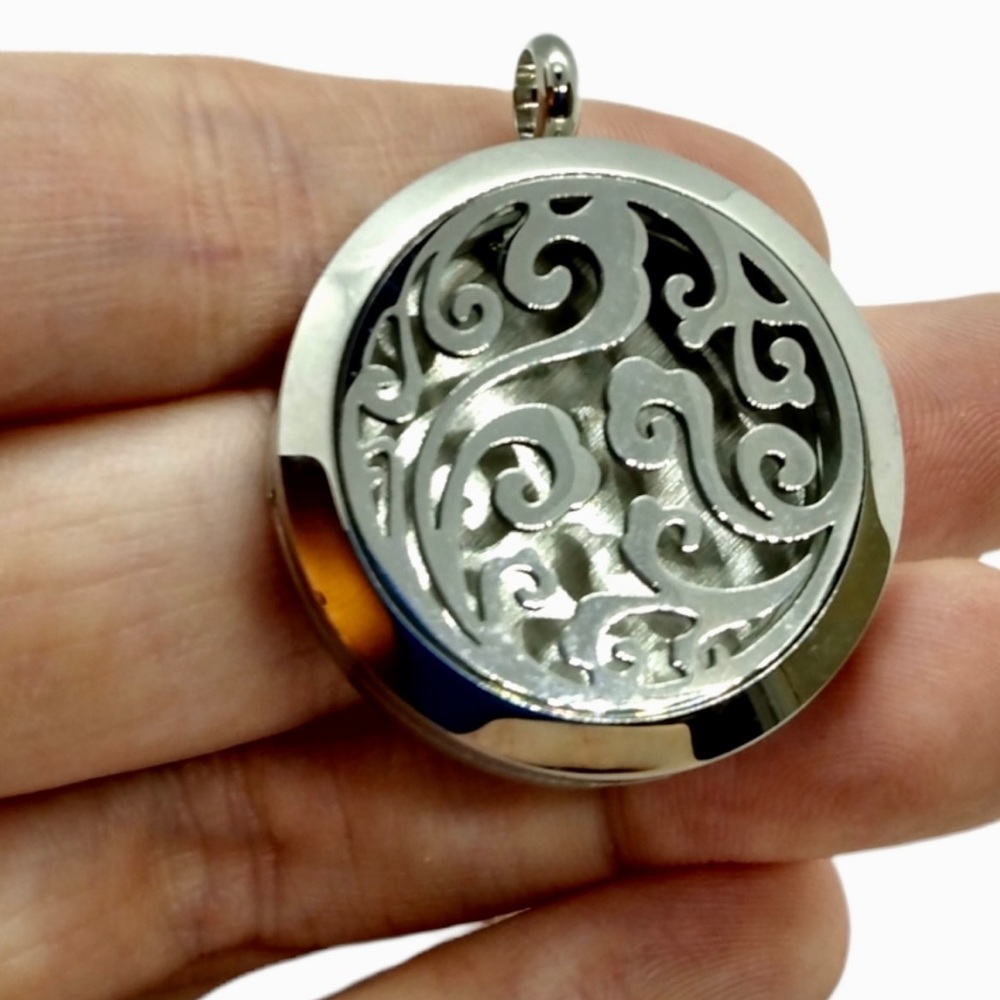 Carved Swirl Silver Infusion Locket